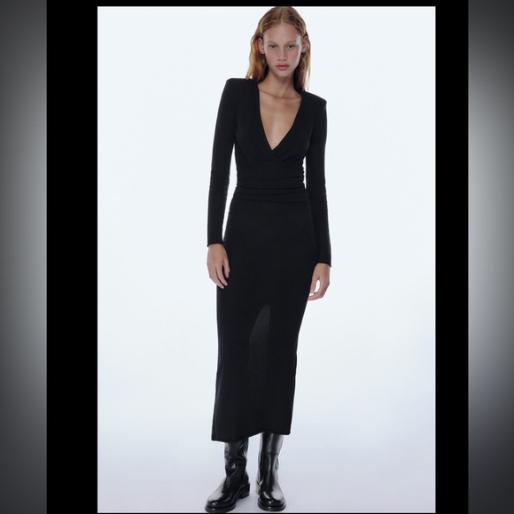 Zara DRAPED KNITWEAR DRESS. - Picture 1 of 9